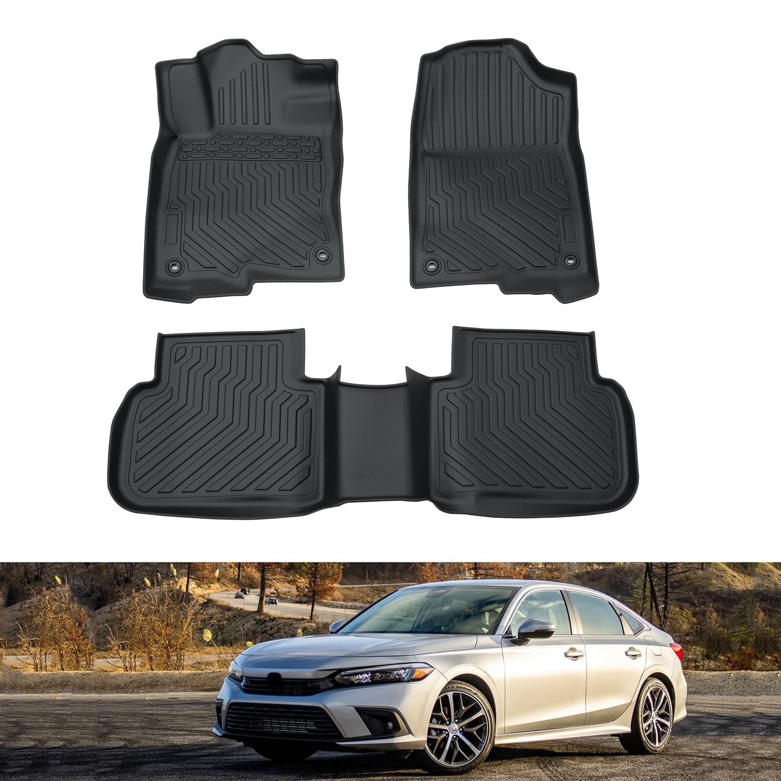 Floor Mats for 2022-2023 Honda Civic TPE All Weather Front & Rear Floor Liner