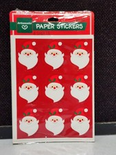 NEW 1986 Vintage 4 Sheets Stickers - Hallmark - Christmas - Santa Faces