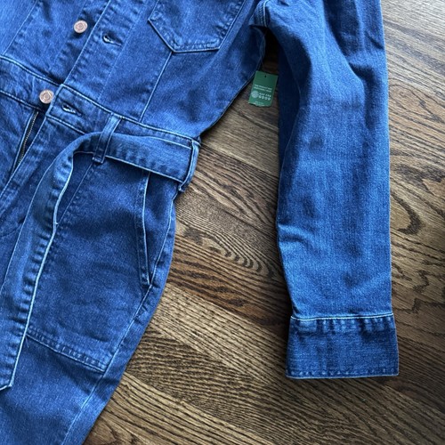 Gap Sz 2 Long Sleeve Western Denim Jumpsuit NEW! 742984 Belt Puffed Sleeve - Picture 11 of 17