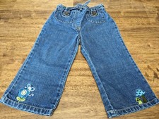 Girls Gymboree Vintage Denim Flare Hippy Jeans size 2T Mushrooms Mouse Flowers