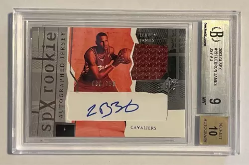 2003-04 SPx #151 LeBron James Jersey RC Perfect Auto /750 [BGS 9]
