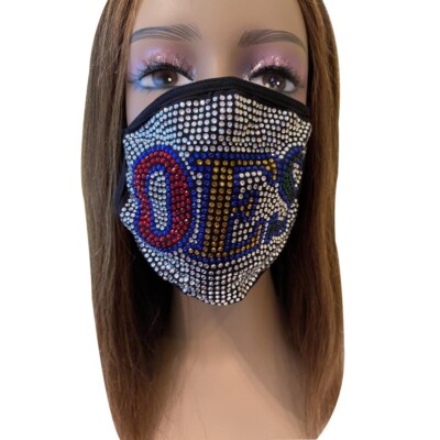 OES Order of the Eastern Star Rhinestone Bling Face Mask With Filter