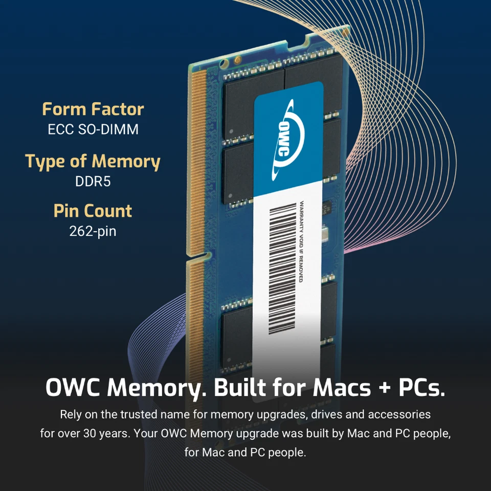 OWC 16 GB 32 GB DDR5 5200 MHz ECC sin búfer SODIMM 262 pines memoria RAM Foto 2 de 4