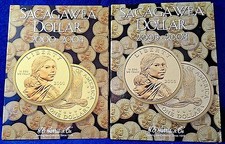 HE Harris Sacagawea Dollar Volumes 1 & 2, 2000 -08, Coin Folder set, Album, Book