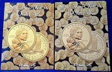 HE Harris Sacagawea Dollar Volumes 1 & 2, 2000 -08, Coin Folder set, Album, Book