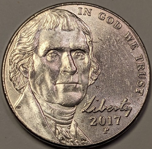 2017 P Jefferson Nickel Error DDR Doubled Die Variety WDDR-012 With Markers - Picture 8 of 15
