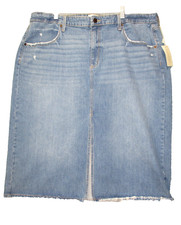 New UNIVERSAL THREAD SIZE 20 DISTRESSED DENIM JEAN SKIRT FRONT SLIT BELOW KNEE