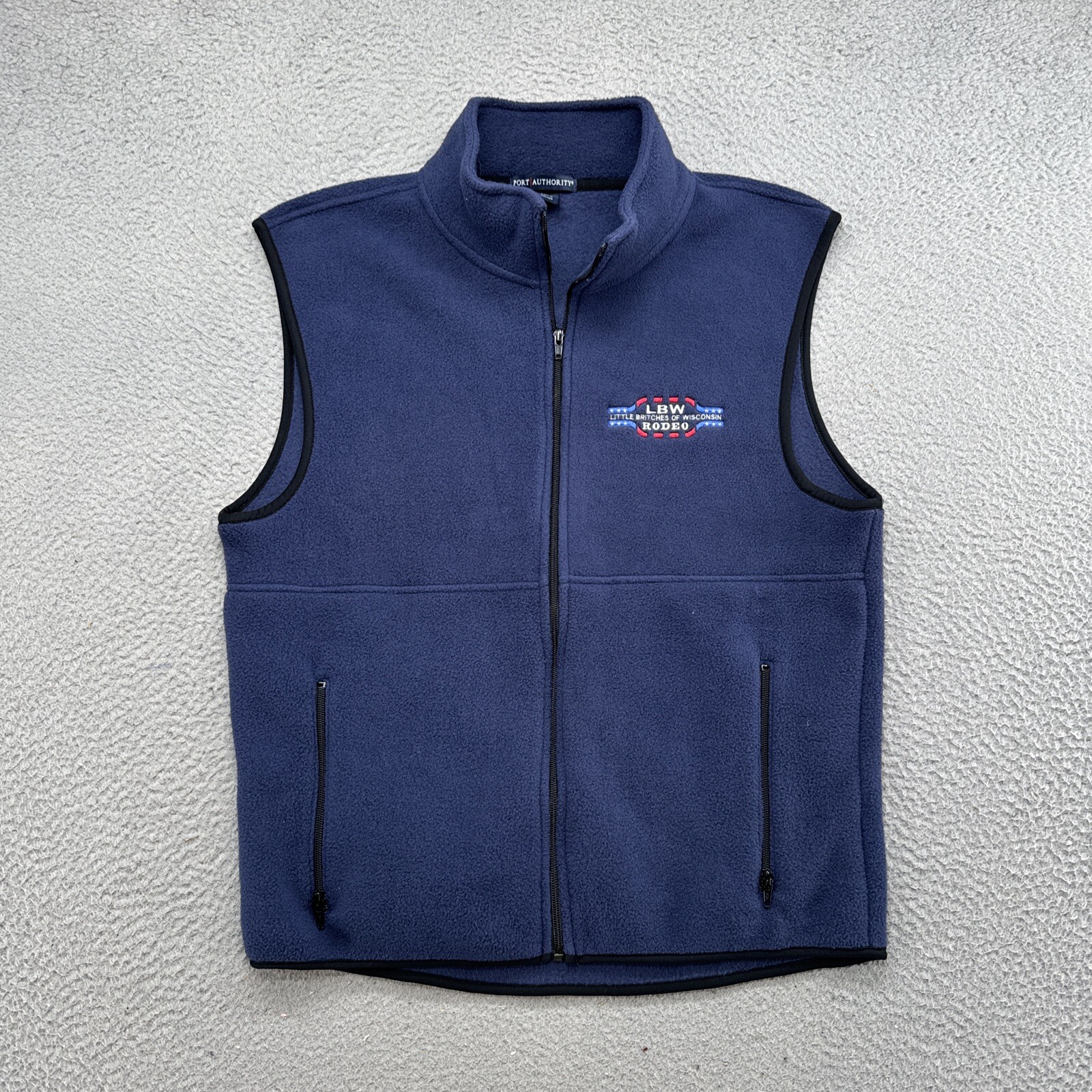 Little Britches Wisconsin Rodeo Mens Medium Blue Fleece Zip Vest