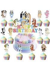 25PCS Blue Dog Birthday Party Supplies, Blue Dog Cake Toppers New/Unused 