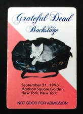 Grateful Dead Backstage Pass MSG New York NY NYC 9/21/93 9/21/1993 Cat Kitten GD