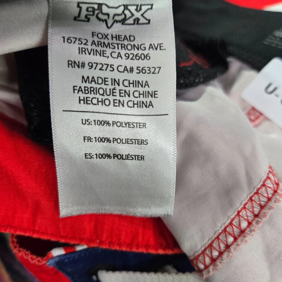 Fox Racing Hombres Traje de Baño 34 Rojo Blanco Azul Board Shorts EE. UU. Rayas Logo LEER Foto 3 de 4