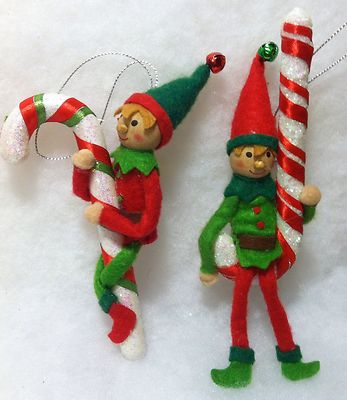 Felt Pixie candy cane Christmas tree Ornaments Elves