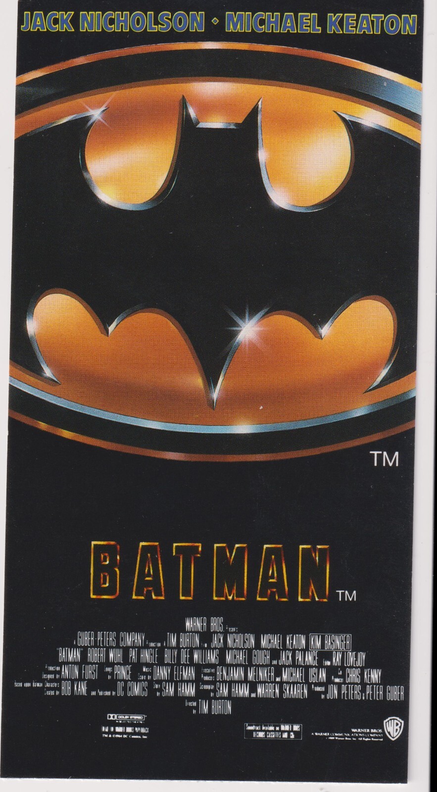 Boleto de película japonés Batman 1989 Tim Burton