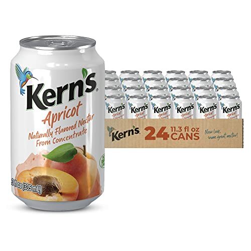 Kerns Apricot Nectar 11.3 Fl Oz, 24 Non-GMO Cans, Refreshing Drink Package 