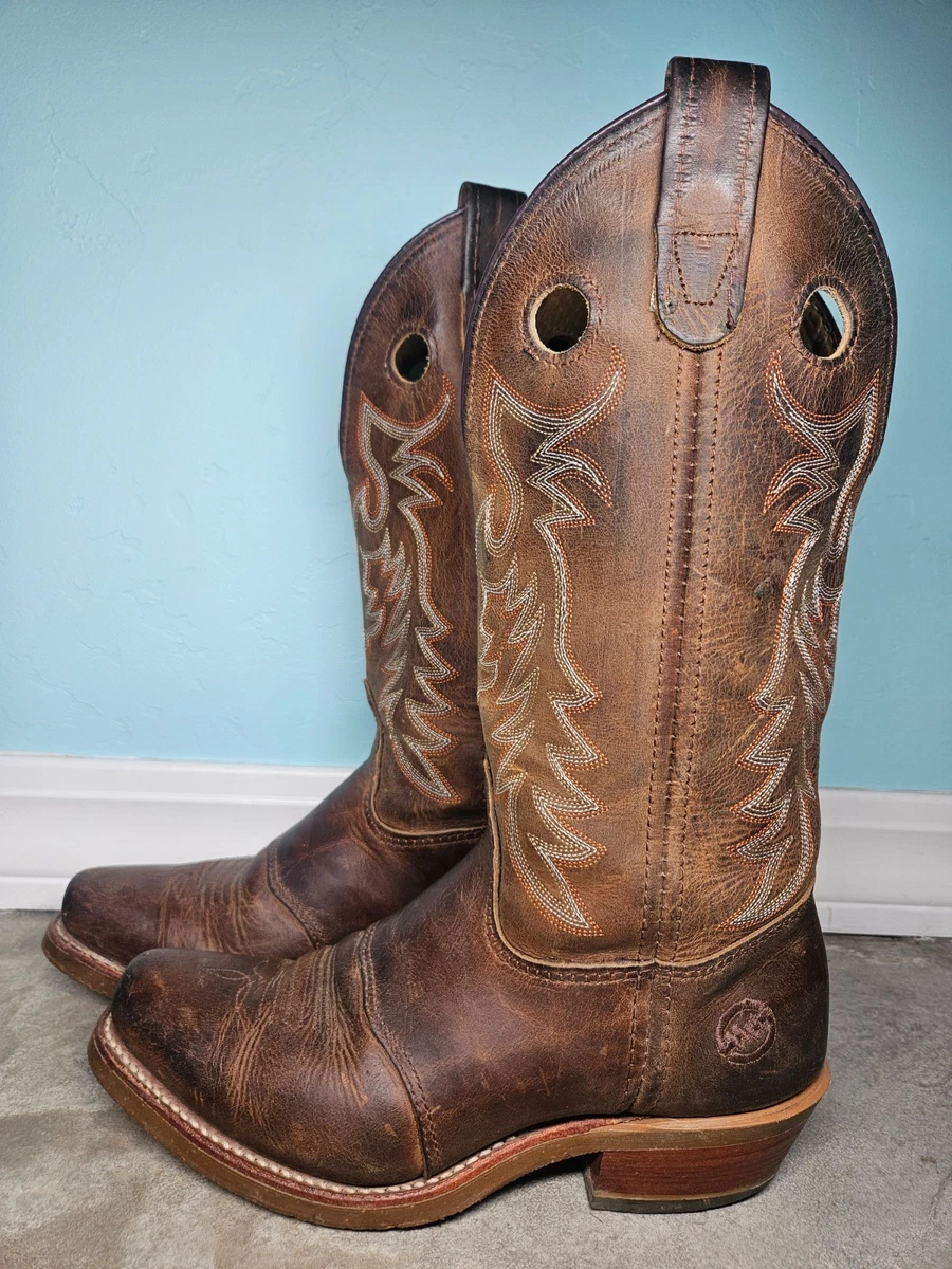 Double H Mens Western Leather Boots Embroidered Buckaroo Style Workwear | 8.5D double-h-mens-square-toe-  main image 2