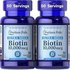 Puritan's Pride Premium Ultra Mega Biotin 10,000mcg, Dietary Supplement for