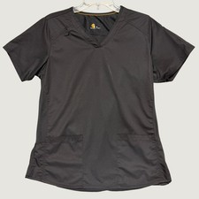 Carhartt Force Womens Black V-Neck Scrub Top Medium C13106 Short Sleeve Pocket