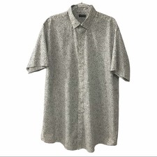 Van Heusen Tall Fit White w/ Black Print Wrinkle Free Short Sleeve Shirt 17.5