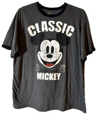 Disney Mickey Mouse Short-Sleeve Ringer T-Shirt Classic Mickey Gray Men's L