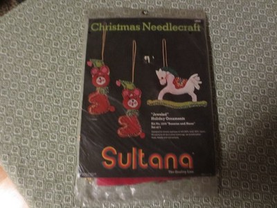 Sealed NOS Set of 3 Sultana BUNNIES & HORSE ''Jeweled'' Holiday Ornaments Kit 1250