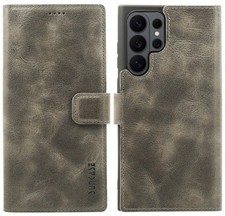 Suncase Cover Flip Case Book Leather Bag In Gray For Samsung Galaxy S26 Ultra