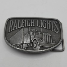 Vintage Raleigh Lights Belt Buckle Big Rig Semi Truck Trucker Apparel