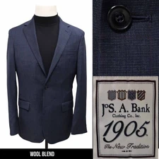 JOS A BANK 1905 mens blue WINDOWPANE wool sport coat jacket blazer SLIM FIT 38 R