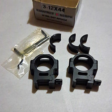 Black Metal Scope Rings Set for Rifle Rail w/ Mounting Screws, Missing 1 Sleeve