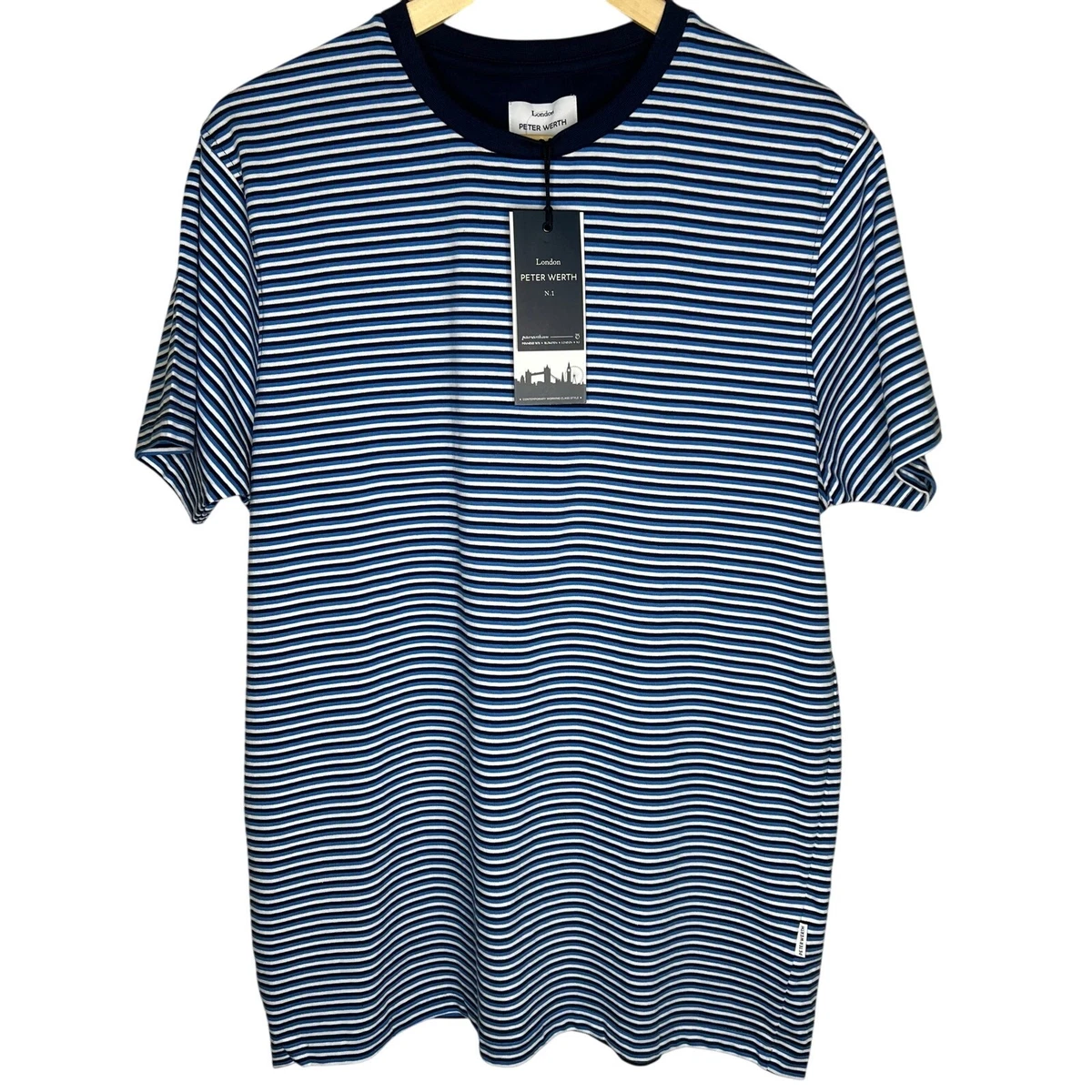 Monki - Top à manches longues en coton rayé - Bleu/blanc