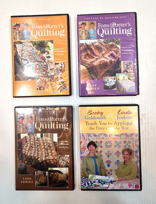 Lot 4 Fons & Porter's Love of Quilting DVDs 1000 1100 1300 Becky Goldsmith DVD