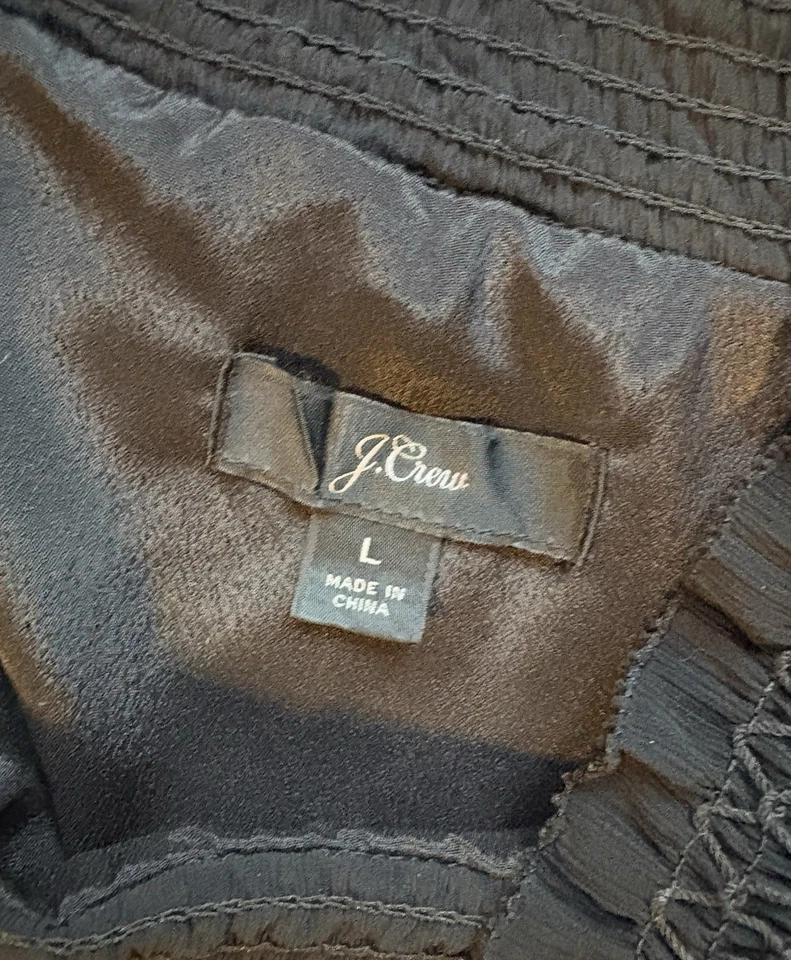 J. Top de cuello con volantes Crew en gasa negro L Foto 2 de 2