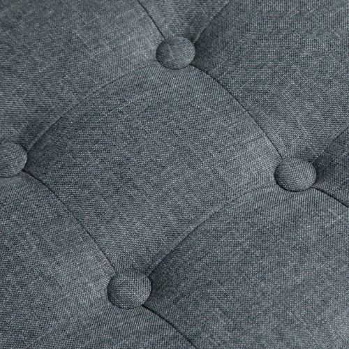 HOMCOM Linen-Look Square Ottoman Footstool Button Tufts Wood Frame Padding Grey - Picture 5 of 12