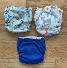 Thirsties Newborn All-in-One Cloth Diapers Lot of 3 Adjustable Snap Pre-Owned