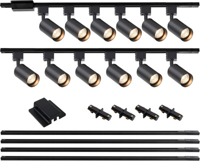 12-Light LED Track Lighting Kit with 13FT Rails - Modern Ceiling Spot Lights