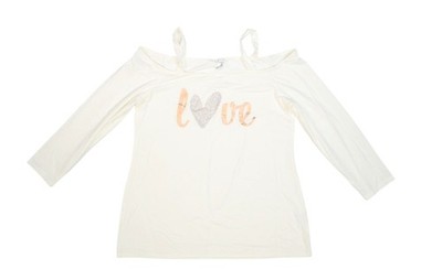 Venus Shirt Womens Large White Love Rhinestone Cold Shoulder Long Sleeve Top
