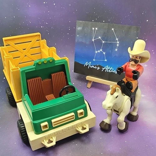 Fisher Price 1979 Husky Helper Rodeo Rig Truck Horse Cowboy Vintage #330