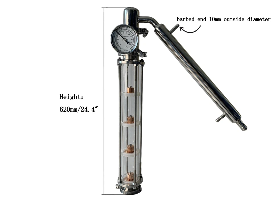 2" Tri Clamp Alcohol Distiller Bubble Plate Reflux Column & Condenser, Fits Kegs - Image 2 of 4