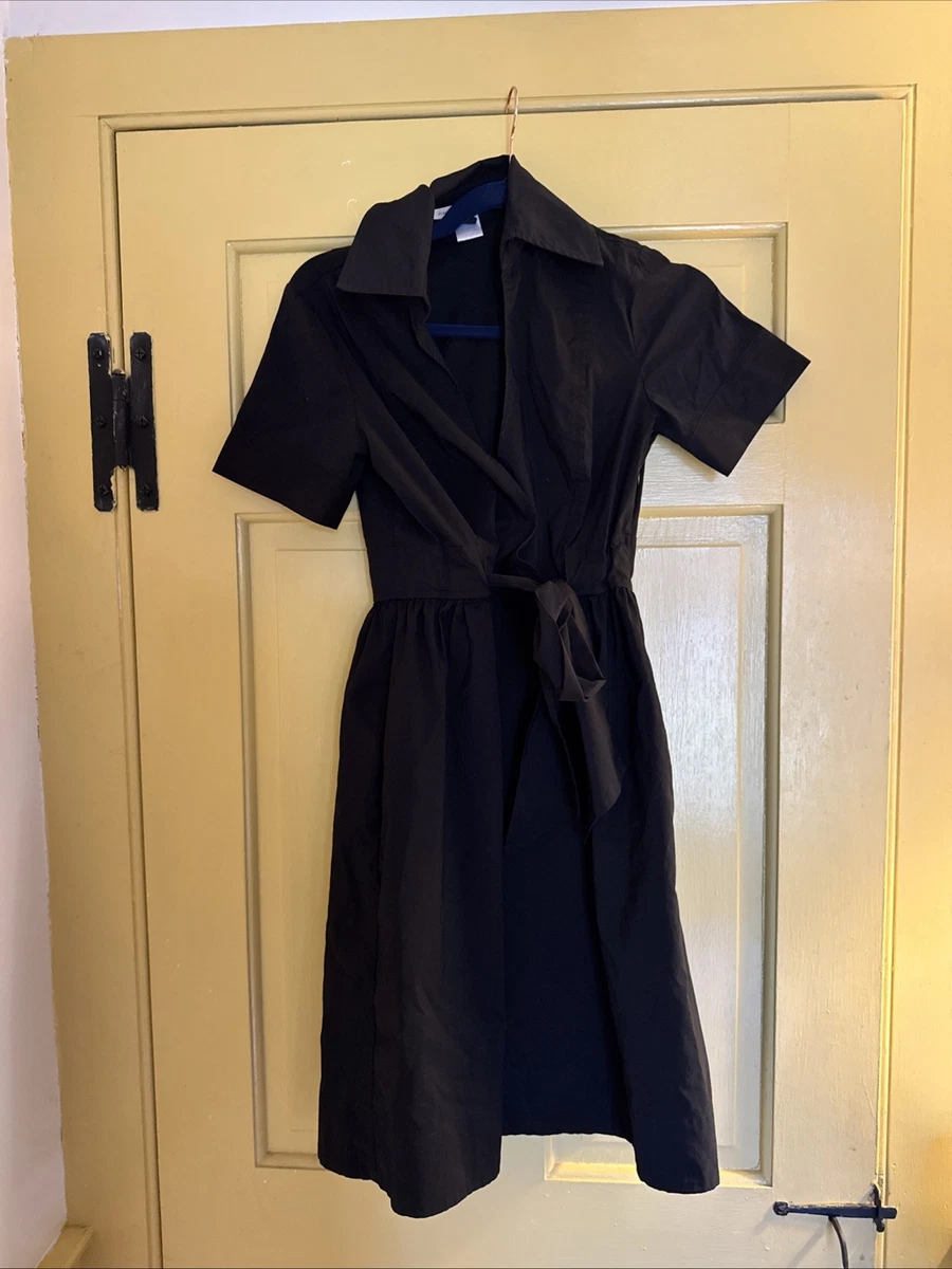 dvf wrap dress short sleeve Wrap Dress DVF Diane Von Furstenberg Vintage 1970s Made in Italy Knee Length Short Sleeves Knit Floral Navy Blue Cream Cotton Blend Size S M
