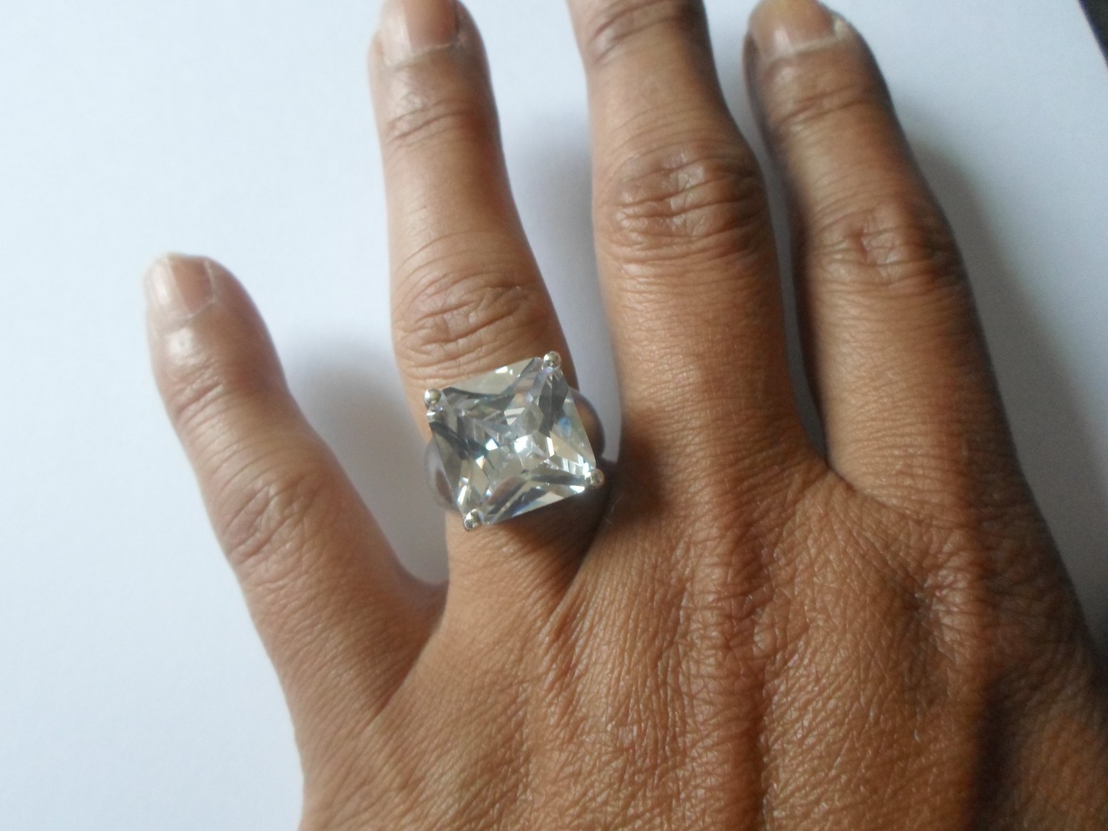 solid silver ring, zirconium square, size 55 - image 6