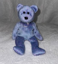 Ty Beanie Baby Blue Clubby II The Bear Stuffed Animal Plush Good Used Toy