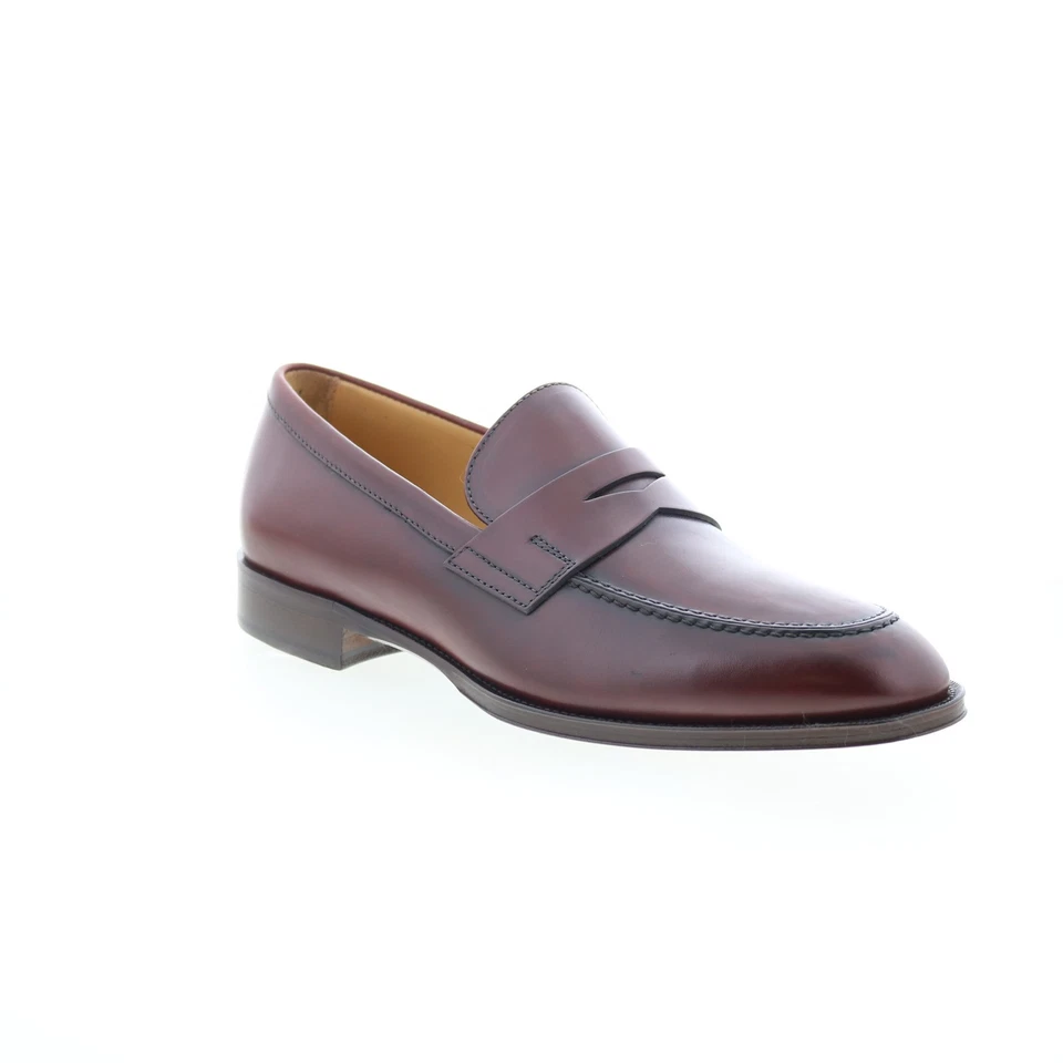 Zelli Italia Roma Calfskin Mens Burgundy Loafers & Slip Ons Penny Shoes - Image 2 of 4