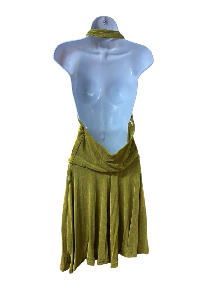 Cache Chartreuse Slinky Tejido Halter Skort Vestido Mameluco Y2K Ropa de Club Talla 12 EE. UU. Foto 2 de 4