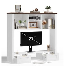 Homiflex Monitor Stand Riser 4-Tier Storage Drawer White  Brown for Laptop