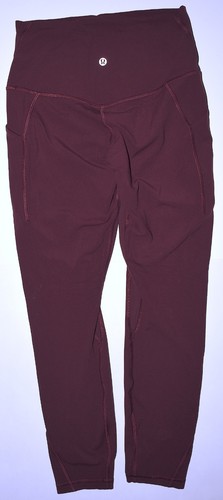 Lululemon Yoga Pant Leggings SZ 6 Garnet Contrast HiRise Pockets FreeS&H - Picture 2 of 3