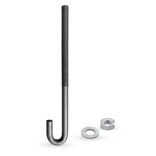 Sandbaggy 1/2" x 8" Galvanized Threaded J-Bolt Concrete Anchor (w/ Nut & Washer)