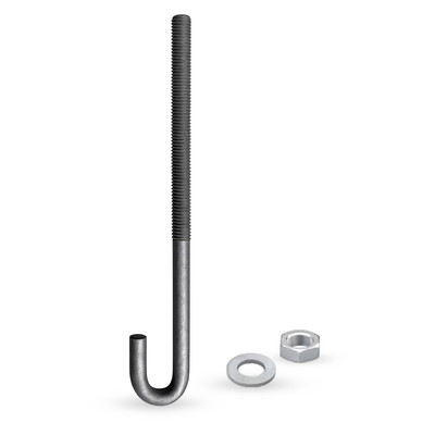 Sandbaggy 1/2'' x 8'' Galvanized Threaded J-Bolt Concrete Anchor (w/ Nut & Washer)