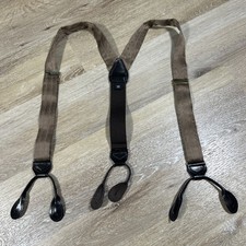 Made In England SILK Brown Herringbone Pattern Braces Suspenders