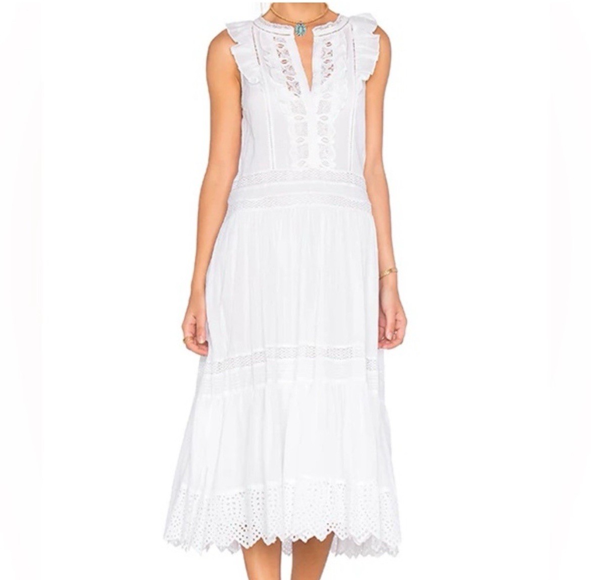 NWT Rebecca Taylor Voile Lace Sea Salt Dress Womens