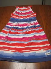 Nine West Womens 10 Fit & Flare Colorful Beach Midi Dress Sleeveless Sunset