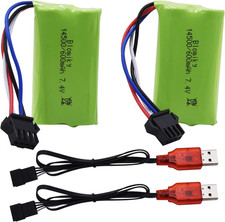 2 Pack 7.4V 2S 600Mah Li-Ion Rechargerable Battery with SM-4P Plug and Charger C